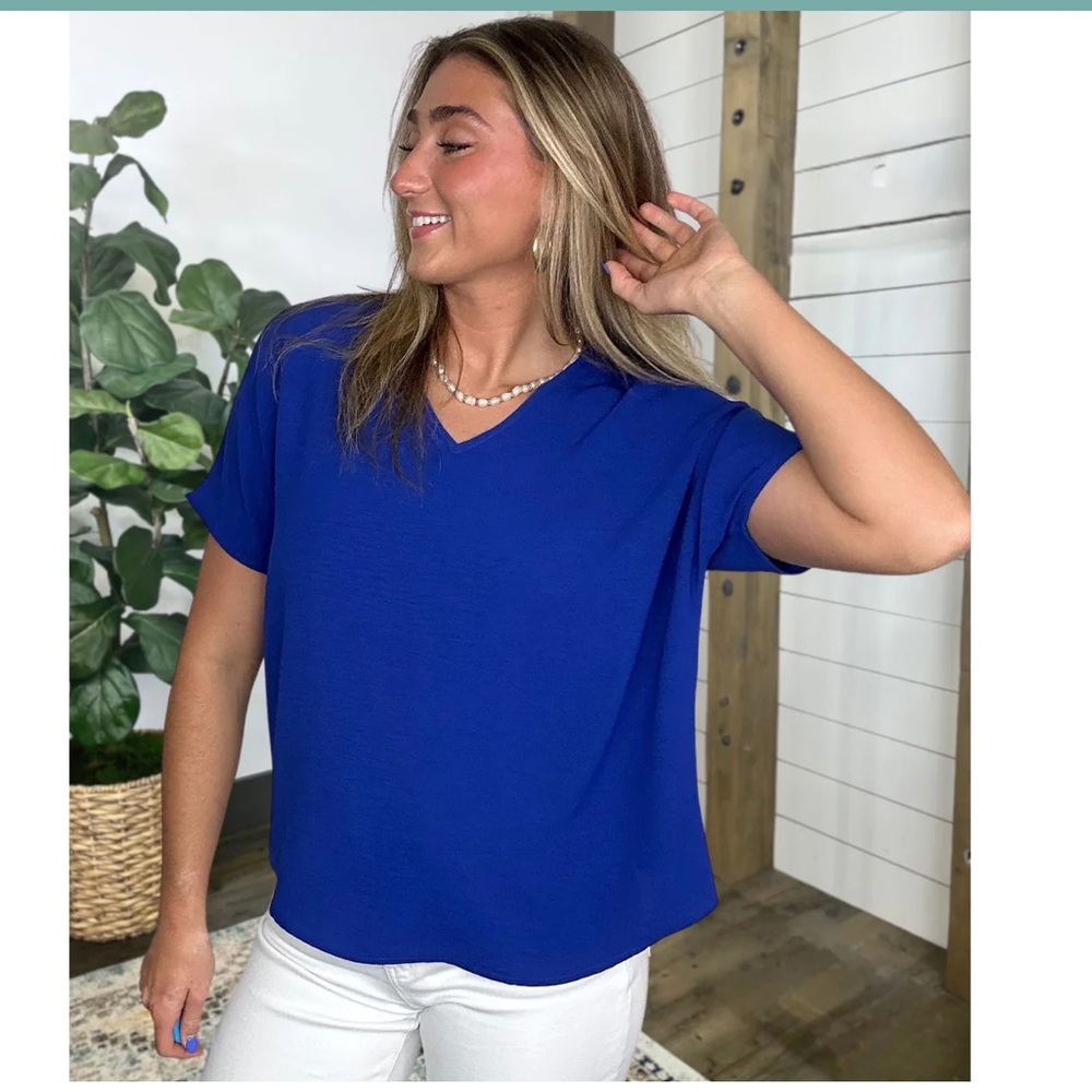 Tiffany Lane Deann blouse, XL, royal blue.